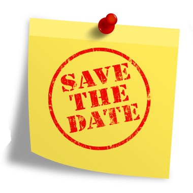 Symbolfoto gelber Post-it mit Schrift Save the Date
